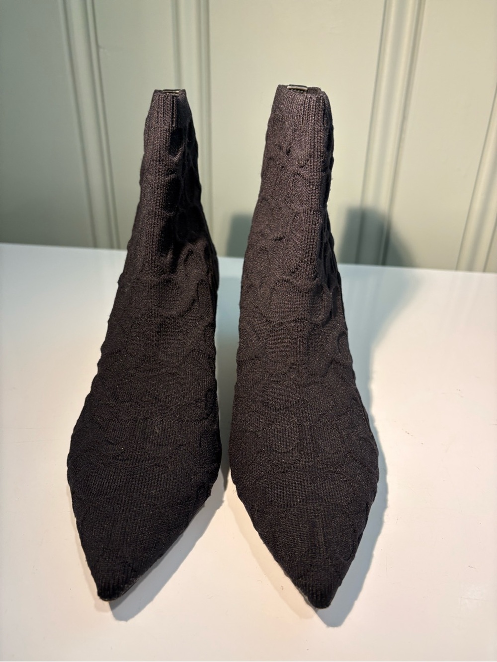 Coach Black Knit Pointed Ankle Booties